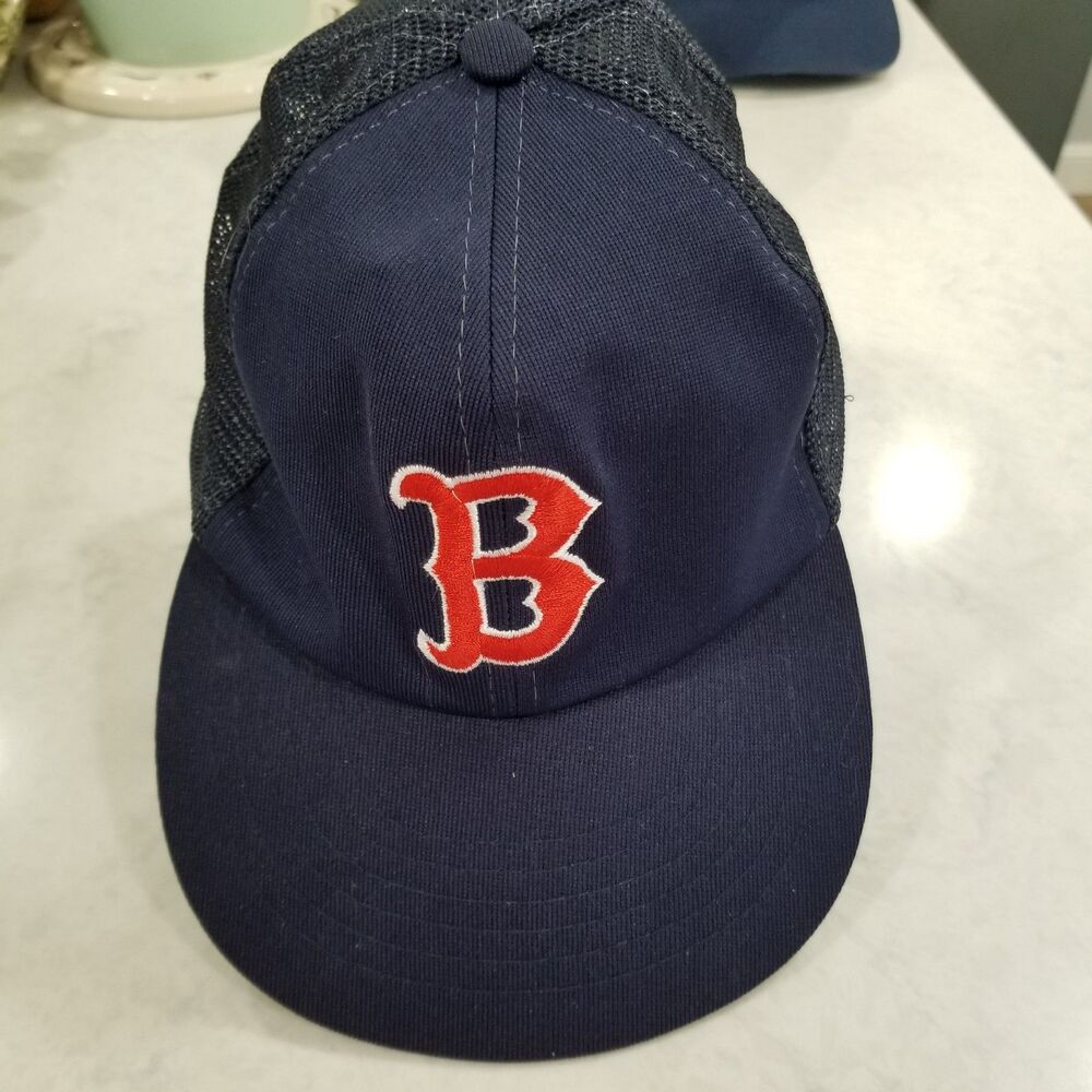 Boston Red “B” Mesh‑Back Baseball Cap • Navy Trucker Hat Adjustable Fit